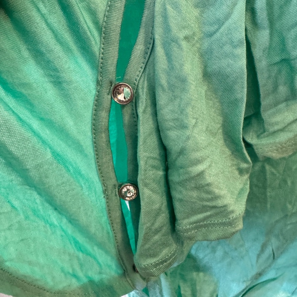 Iris Basic Turquoise Ruffled‎ Tie-Front Blouse - Picture 3 of 4